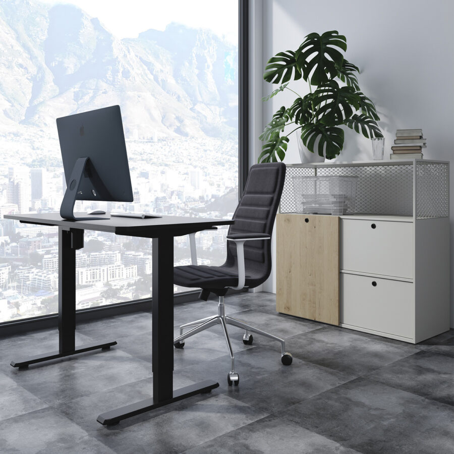 Ergo Office Elektromos Állítható Magasságú Íróasztal, Egy Motoros, Max. 80kg, Max. Magasság 1160mm, ER-443