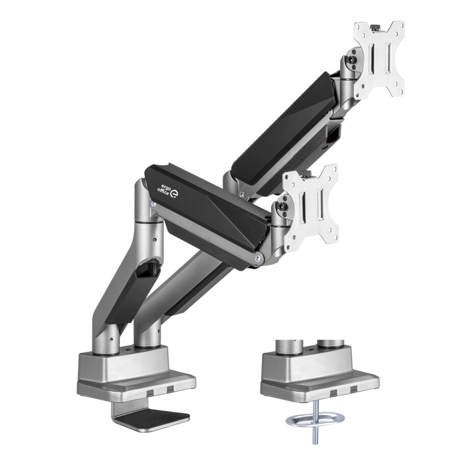 Ergo Office ER-446 univerzális dupla monitor tartóállvány, gázrugós, 17"-35", 15kg, VESA 75x75 / 100x100 - Image 2