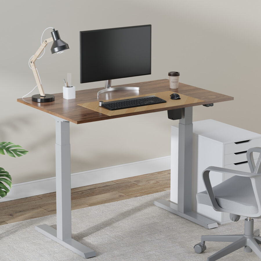 Ergo Office ER-403G Elektromosan Állítható Magasságú Íróasztal, Szürke, Max. 123 cm, Max. 70 kg, Asztallap Nélkül