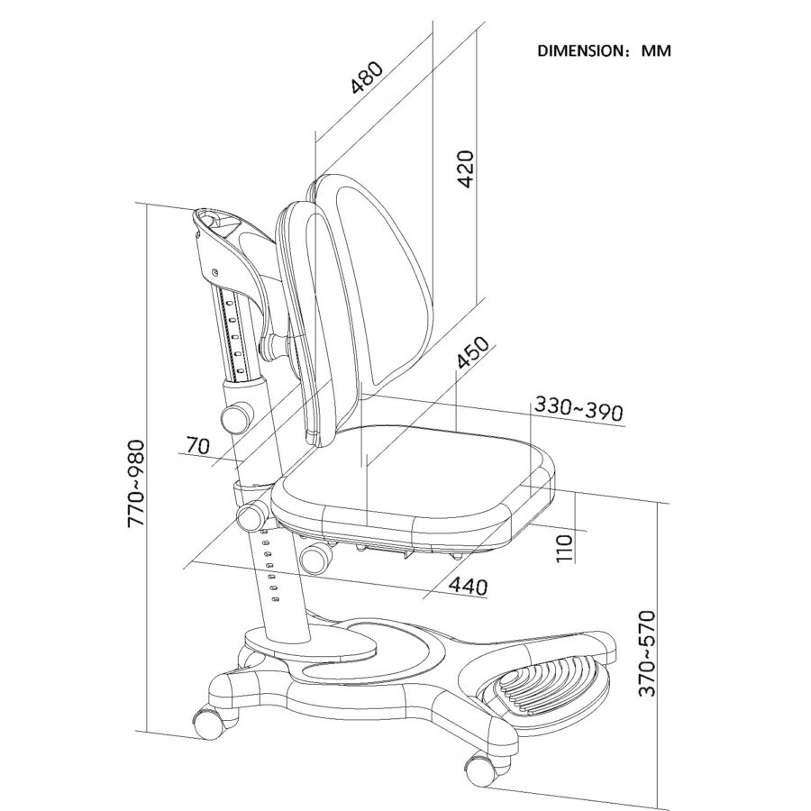 Ergo Office Gyermek Ergonomikus Szék, Állítható Fejtámla és Magasság, Max 75kg, ER-484N - Image 9