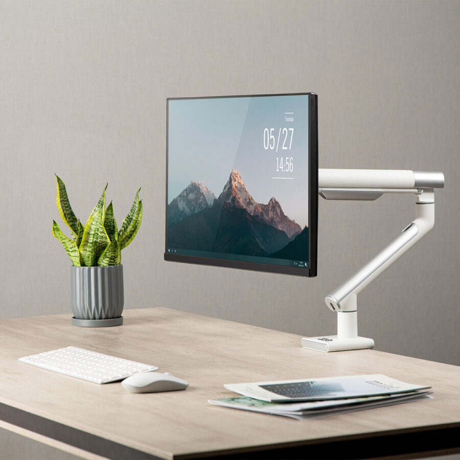 Ergo Office Prémium Monitor Tartó, Gázrugós, Dupla Karos, 17"-32", 9 kg, Fehér, ER-437