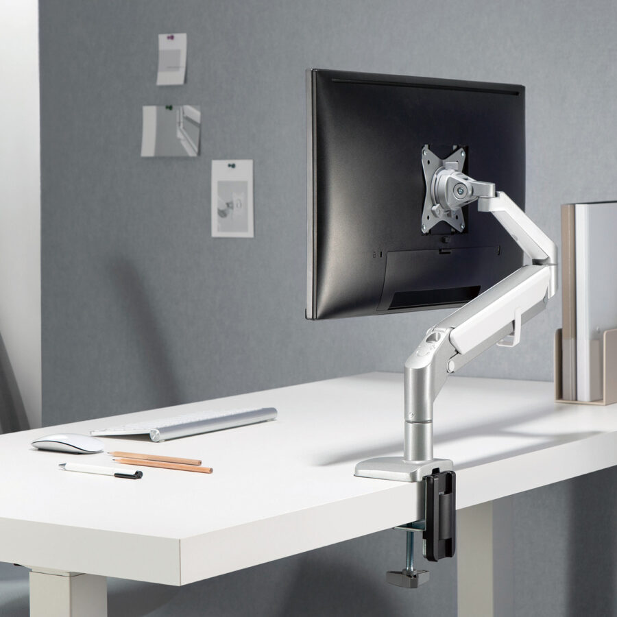 Ergo Office Szürke Asztali Monitor Tartó, Gázrugós, 17"-32", 9 kg, ER-405G